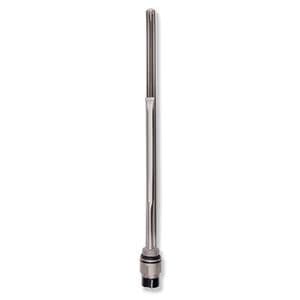 Silver metal heating element with a sleek, elongated design, featuring a black base and a temperature control knob, labeled for 400W thermostat use.