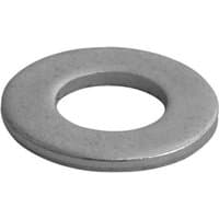 Silver Timco Form A washer, A2 stainless steel, M4 size, smooth round shape, central hole, bag of 50.