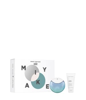 Gift set featuring a 50ml EDP Fraîche spray in a rounded blue and clear bottle alongside a 50ml white tube of moisturising hand cream, all in a stylish box with abstract design.