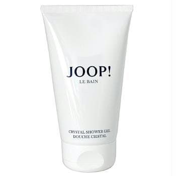 White tube of Joop! Le Bain Crystal Shower Gel, 5oz, featuring bold black text on the front, sleek design, and a flip-top cap.