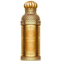 Gold ornate bottle of Alexandre J The Majestic Amber Eau de Parfum, 100 ml, with intricate detailing and domed cap.