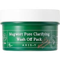 Green Axis Y Mugwort Pore Clarifying Wash Off Pack jar with white lid, 100 ml, exfoliating face mask for normal skin.
