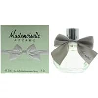 Azzaro Mademoiselle L'Eau Tres Florale 30ml perfume, clear round bottle with gray bow, silver cap, green box.