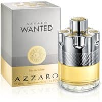 Azzaro Wanted Eau de Toilette 100ml Refill, silver and gold bottle with textured grip, next to matching box.