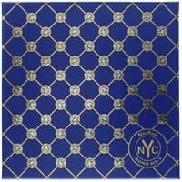 Blue Bond No 9 NoMad Eau De Parfum box with gold lattice pattern and NYC logo in corner.