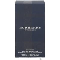 Burberry Weekend For Men Eau de Toilette 100ml in a sleek dark blue box with white text and subtle check pattern.