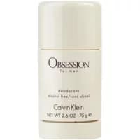Cream-colored Calvin Klein Obsession For Men deodorant stick, 75ml, with black text on the label.