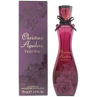 Christina Aguilera Violet Noir Eau De Parfum 75ml, purple bottle with floral design and black bow, matching box.