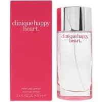 Clinique Happy Heart Perfume 100ml with clear glass bottle and silver cap, pink box with white text.