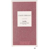 Pink glittery box of Coach Dreams Eau de Parfum Spray 90ml with Coach logo and white label.