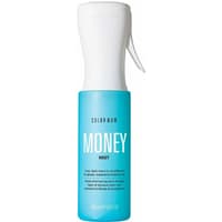 Blue and white Color Wow Money Mist Leave-In Conditioner bottle, 150ml, with a spray nozzle.