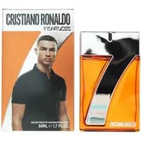 Cristiano Ronaldo CR7 Fearless Eau De Toilette 50ml, orange bottle with silver "7" and matching box featuring Ronaldo.