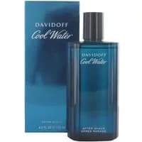 Davidoff Cool Water Man Aftershave 125ml, blue rectangular bottle with matching box, white text.
