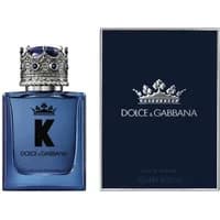 Dolce & Gabbana K Eau De Parfum 50ml, blue bottle with silver crown cap, elegant packaging with crown logo.
