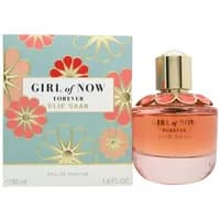 Elie Saab Girl Of Now Forever Eau De Parfum 50ml, pink bottle with gold cap, floral box design.