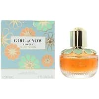 Elie Saab Girl Of Now Lovely Eau De Parfum 30ml, floral box, round bottle with gold cap and pastel petal design.