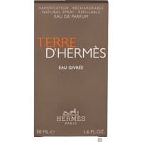 Brown box of Hermes Terre D'Hermes Eau Givree Eau de Parfum Spray, 50ml, with orange and white text.