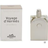 Hermes Voyage D'Hermes 35ml Eau de Toilette, sleek silver bottle with rounded edges, next to matching box.