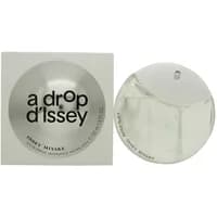 Clear round bottle of Issey Miyake A Drop d'Issey Eau De Parfum 50ml with minimalist white packaging.