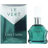 Green Louis Cardin Le Vert Eau De Parfum 100ml bottle with silver cap and matching box with white and green design.