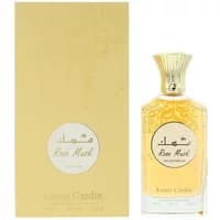 Gold Louis Cardin Rose Musk Eau De Parfum bottle with ornate cap and matching box, 100ml.