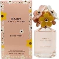 Marc Jacobs Daisy Eau So Fresh EDT 75 ml, pink bottle with floral cap, next to matching floral box.
