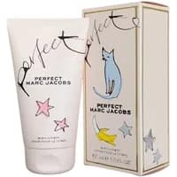White tube of Marc Jacobs Perfect Body Lotion 150ml with colorful star and banana graphics, next to matching box.