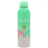 Mitchum Powder Fresh Deodorant Spray 200ml, green and pink can with white cap and logo.
