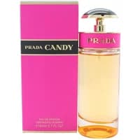 Prada Candy Eau De Parfum 80ml with pink and gold bottle, black label, and matching pink box.