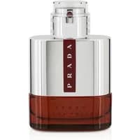Prada Luna Rossa Sport Eau De Toilette 50ml, silver and red bottle with a sleek, modern design.