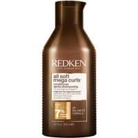 Brown bottle of Redken All Soft Mega Curl Conditioner with white label, 300ml size.
