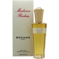 Rochas Madame Rochas Eau De Toilette 100ml, gold cap, clear bottle, with white box featuring red and black text.
