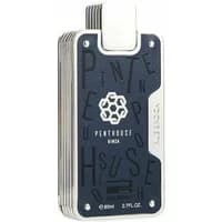 Rue Broca Penthouse Ginza Eau De Parfum 80ml, navy and silver bottle with embossed text and geometric logo.