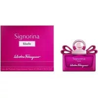Pink Salvatore Ferragamo Signorina Ribelle perfume bottle with bow and matching box, 30ml.
