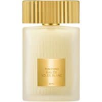 Tom Ford Eau de Soleil Blanc perfume, 50 ml, frosted bottle with gold cap and label.
