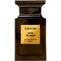 Black Tom Ford Noir de Noir perfume bottle with gold label, 100 ml, unisex amber oriental scent.