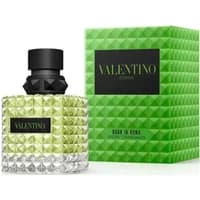 Valentino Donna Born In Roma Green Stravaganza perfume, 50ml, in studded green and clear glass bottle with black cap.