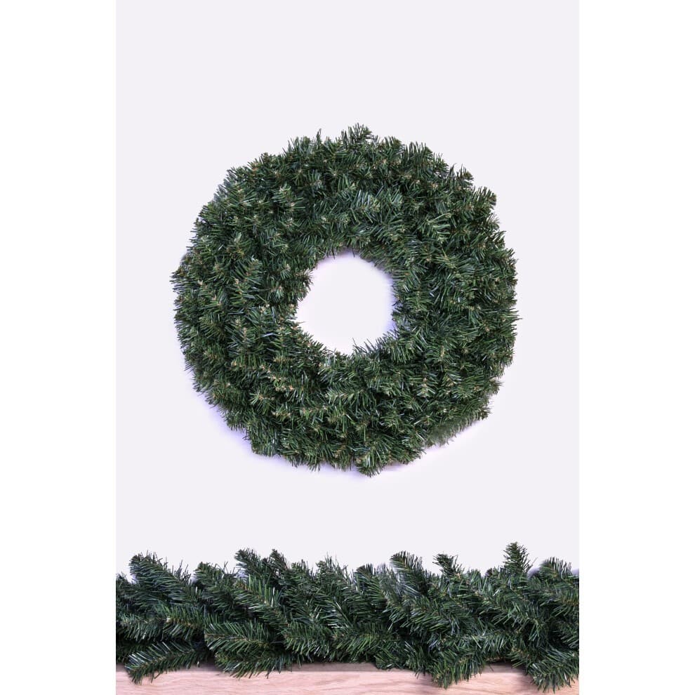 Extra wide artificial Arbor Vitae wreath in deep green, measuring 150cm, featuring lush, realistic foliage and a circular design, ideal for festive decor.