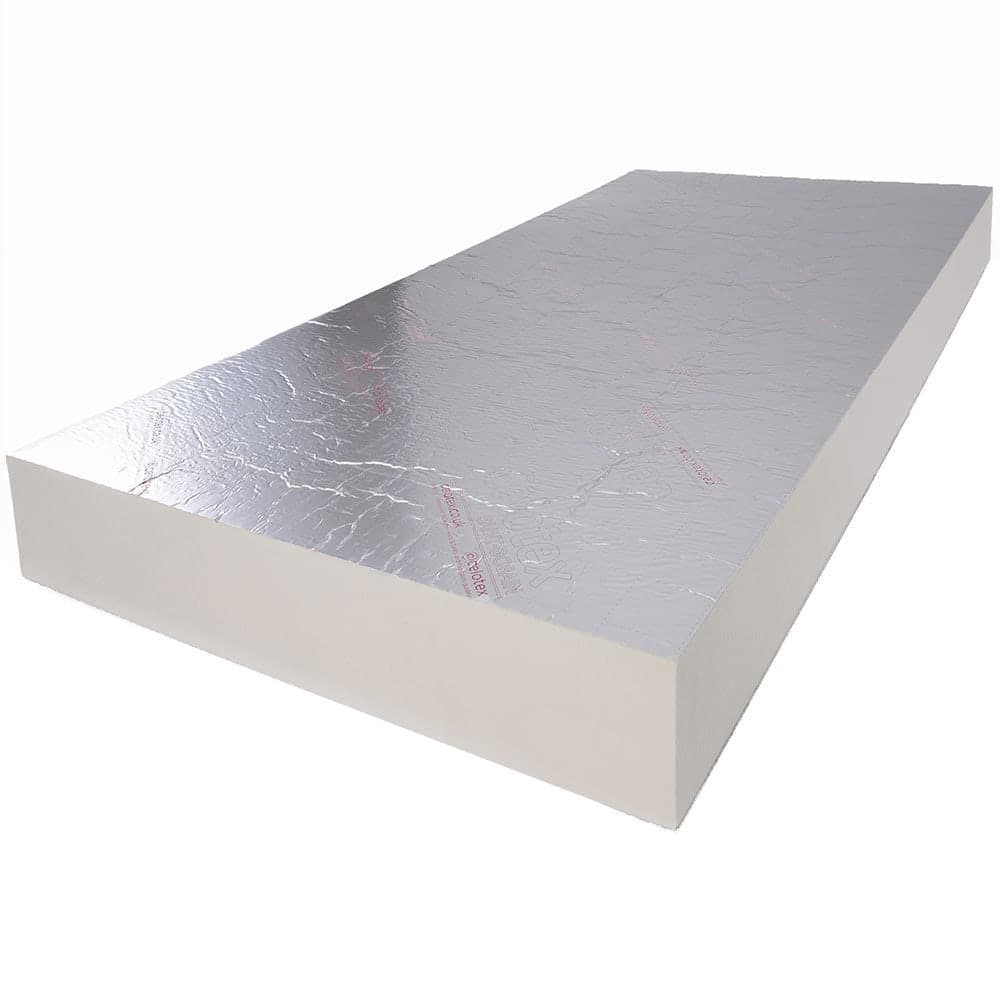 Celotex PIR insulation board XR4000, measuring 165mm x 2400mm x 1200mm, features a smooth white foam core with a reflective silver foil surface.