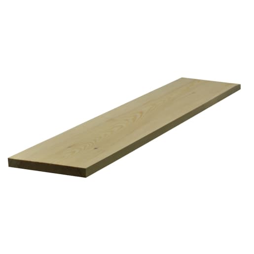 Light-colored redwood planed square edge board, measuring 25mm x 200mm, with a finished size of 20.5mm x 194mm, showcasing a smooth surface and natural wood grain.