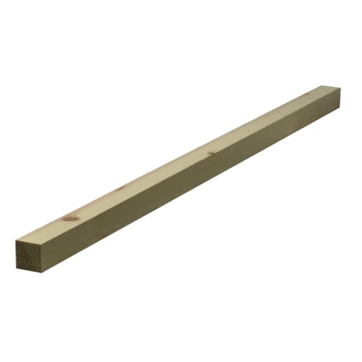38mm x 38mm redwood planed timber with a smooth finish, displaying a standard size of 33mm x 33mm, featuring a light wood color and visible grain patterns.