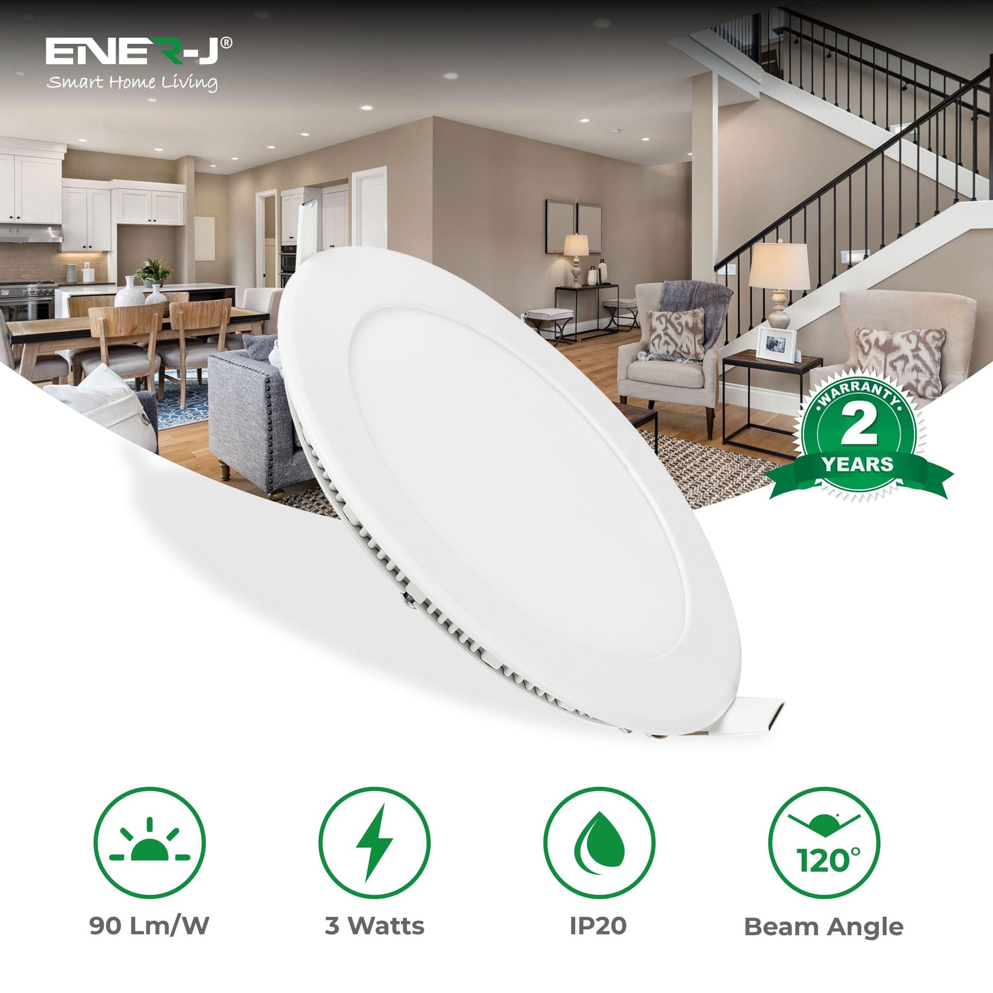 Round white LED mini panel light with a 220mm diameter, 6000K color temperature, and a sleek design, suitable for recessed installation in modern interiors.
