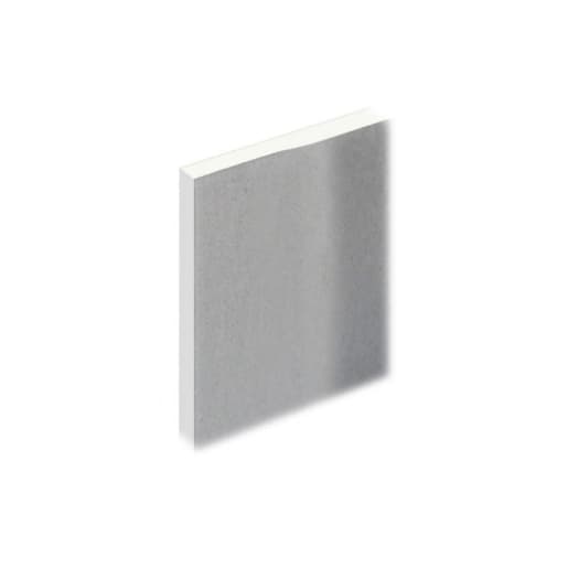 Knauf Wallboard in square edge design, measuring 2400mm x 1200mm x 15mm, features a smooth grey surface with white edges, ideal for drywall applications.