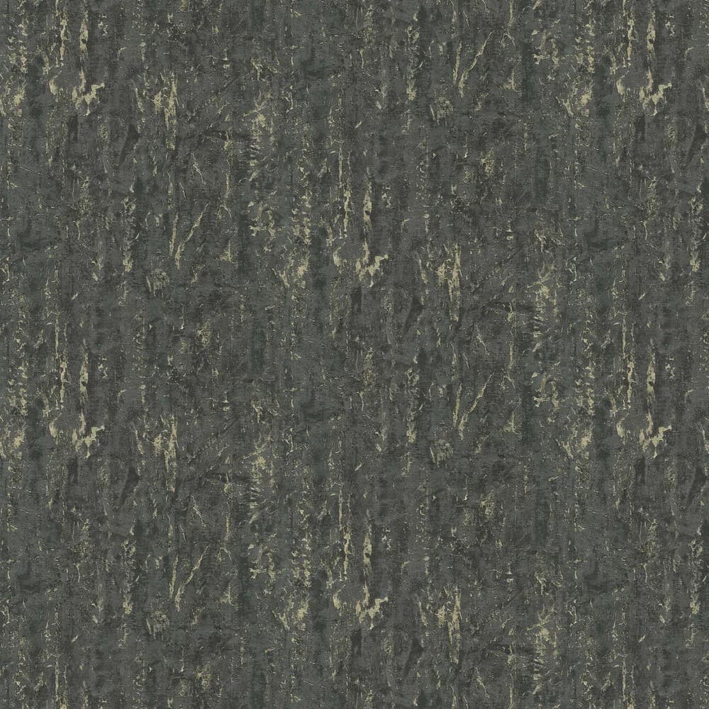 Textured wallpaper in dark green and black tones, featuring a subtle marbled pattern with hints of gold, ideal for adding depth to interior spaces.