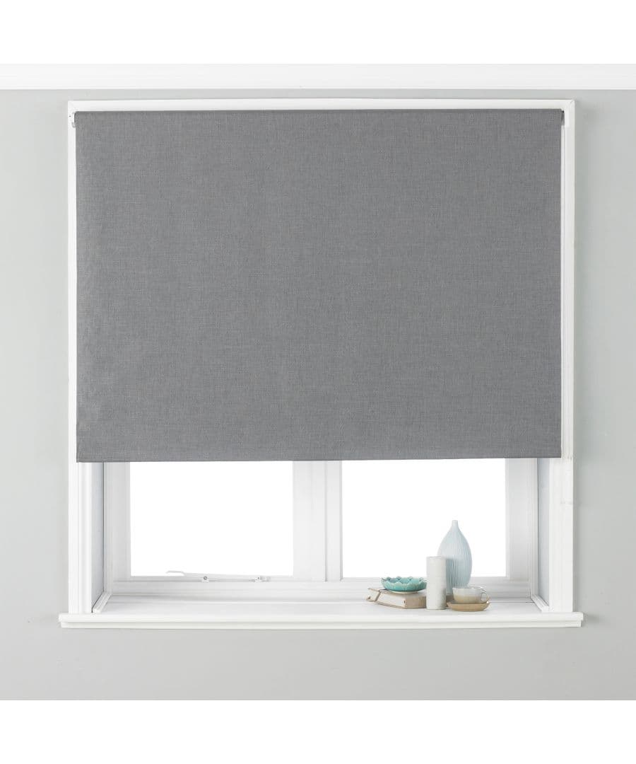 Twilight blackout blinds in silver, measuring 122 cm x 162 cm, feature a textured fabric design, mounted above a window with a light gray wall backdrop.