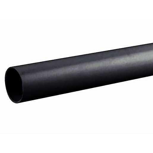 Plain ended 32mm black pipe made of durable plastic, measuring 3 meters in length, featuring a smooth surface for easy installation.