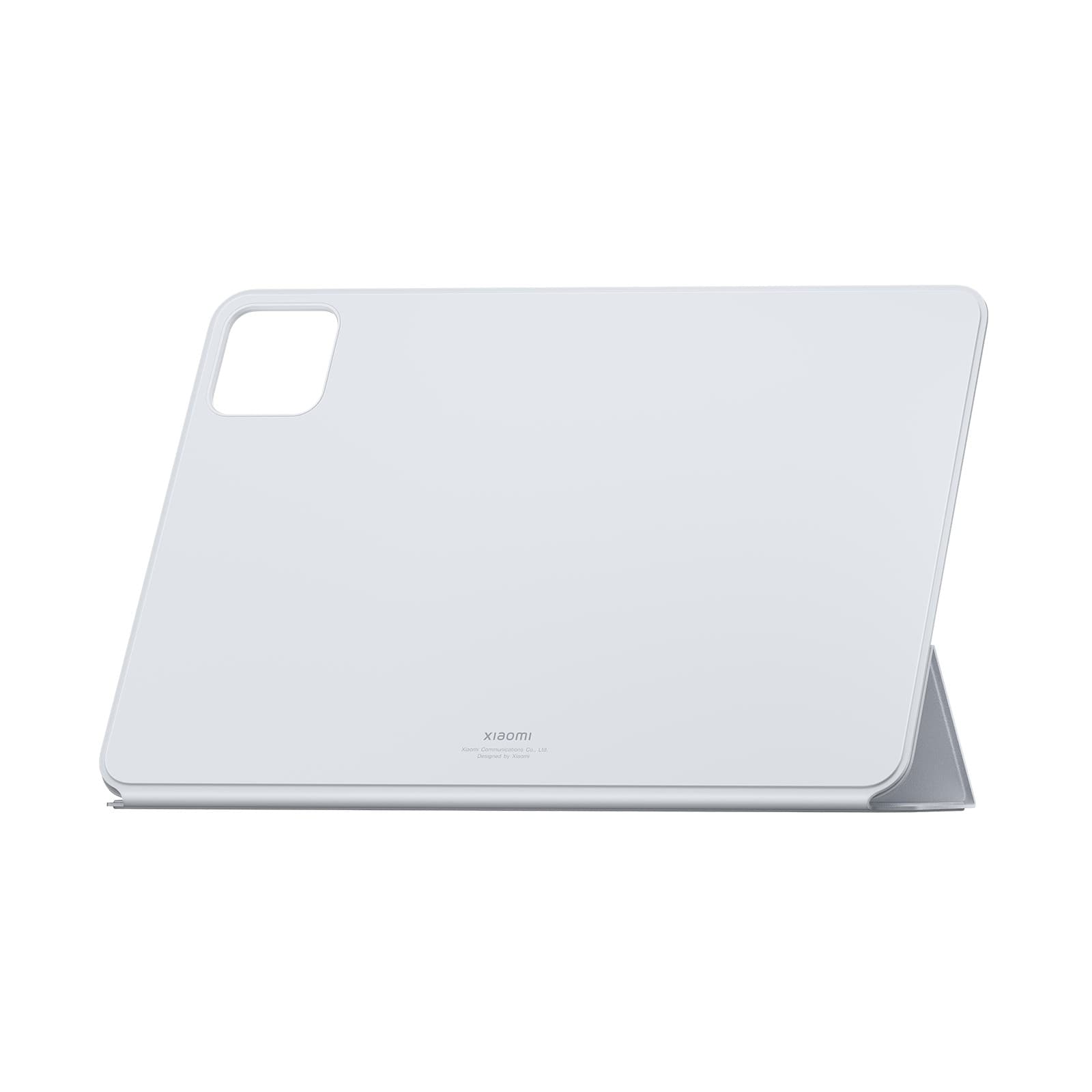 Blue Xiaomi Pad 6 cover made of durable material, featuring a sleek design with a foldable stand for easy viewing and access to device ports.