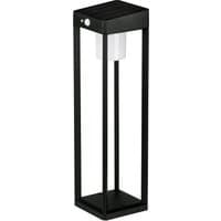 Black 4lite Antheia Solar Lantern with rectangular frame and white cylindrical light inside.