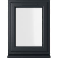 Grey/white uPVC window, double glazed, right hung, 610mm x 820mm, clear glass, rectangular frame by Crystal.