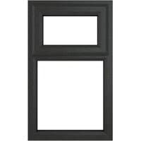 Grey/white uPVC window, double glazed, top opening, 1190mm x 965mm, clear glass, rectangular design.